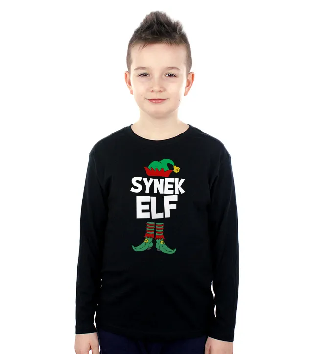 Dziecięca Koszulka długi rękaw czarna Synek Elf