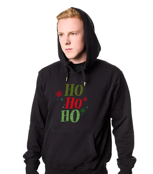 Męska Bluza z Kapturem Czarna Ho Ho Ho