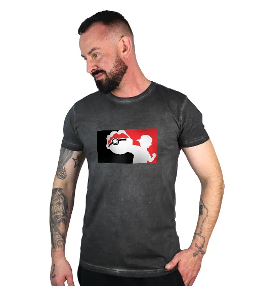 Męska Koszulka Vintage CZarna Pokemon Ash