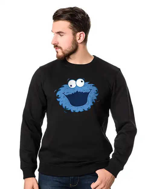 Bluza męska bez kaptura czarna z nadrukiem ciasteczkowy potwór