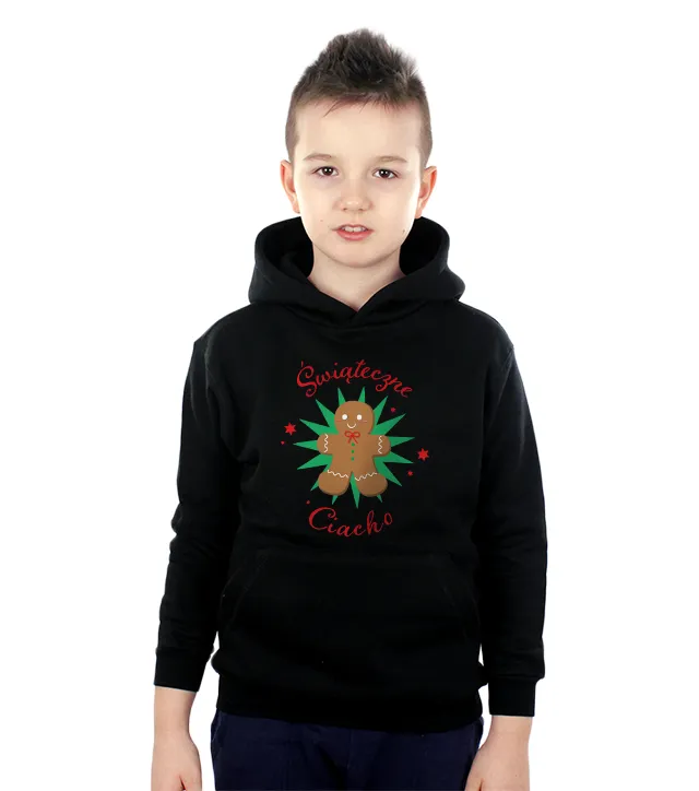 dziecięca bluza z kapturem czarna świąteczne ciacho