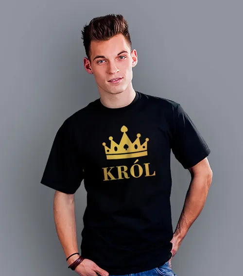 koszulka męska czarna król korona