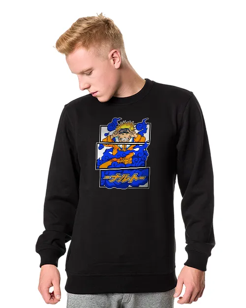 Męska Bluza bez kaptura Czarna Naruto