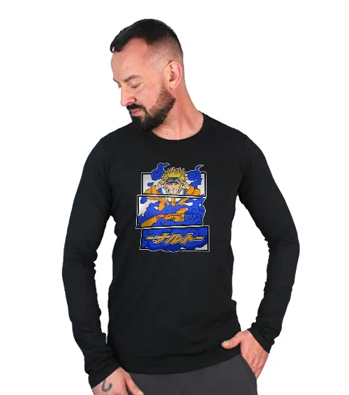 Męska Koszulka długi rękaw Czarna Naruto