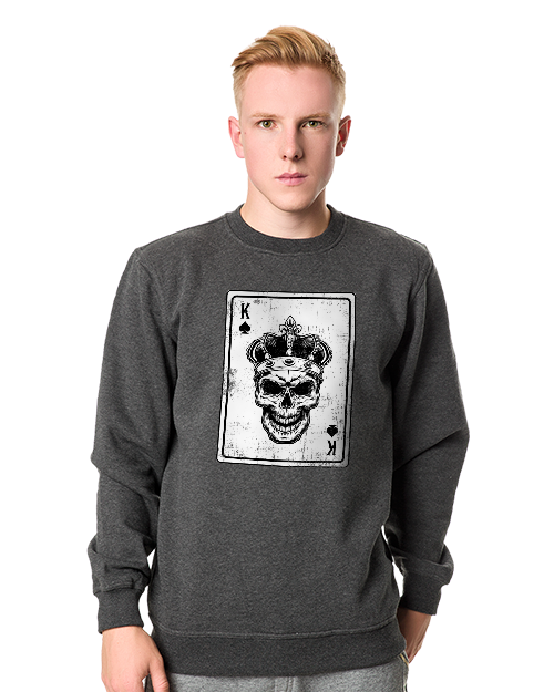 Bluza Sweatshirt Męska Ciemny Melanż Król Czaszka