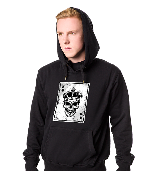 Bluza z Kapturem Męska Czarny Król Czaszka