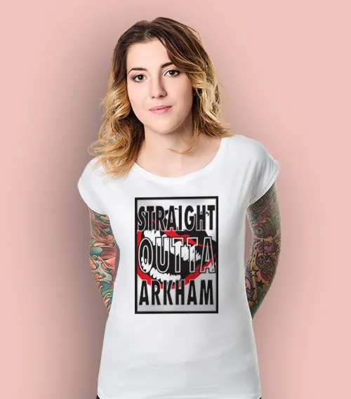 JOKER STRAIGHT OUTTA ARKAM Koszulka Damska Biała