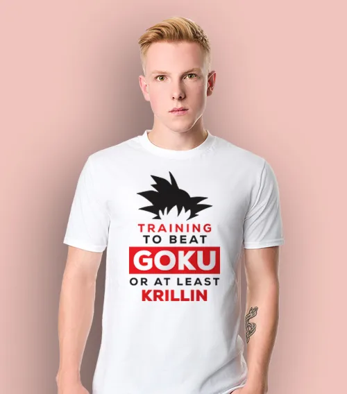 Ksz Dragon Ball Training to beat goku Koszulka Męska Biała