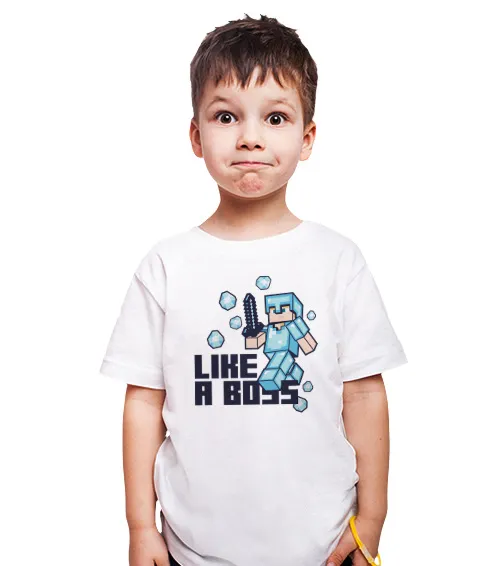 LIKE A BOSS MINECRAFT koszulka dziecięca biała