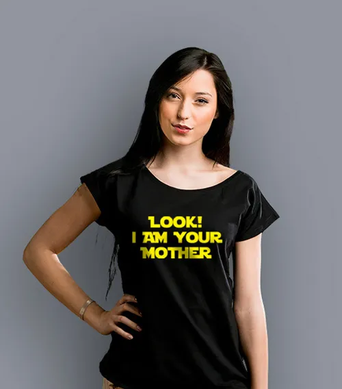 LOOK! I'M YOUR MOTHER! Koszulka Damska Czarna