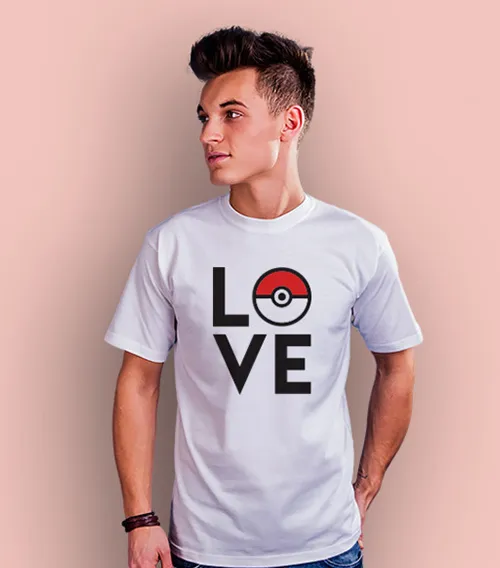 POKE LOVE Koszulka Męska Biały