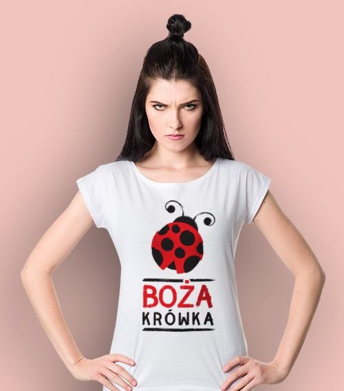 ksz boża krówka koszulka damska biała
