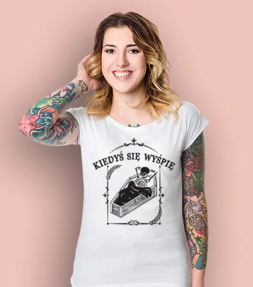 pudding kiedys sie wyspie koszulka damska biała