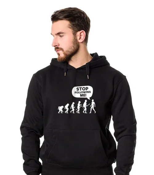 STOP FOLLOWING ME Bluza z kapturem Męska Czarny