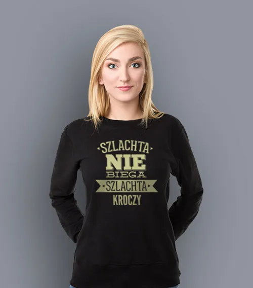 SZLACHTA NIE BIEGA, SZLACHTA KROCZY Bluza bez kaptura Damska Czarny