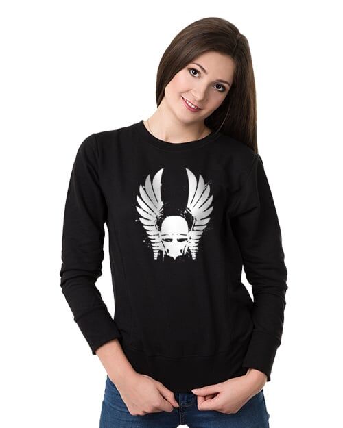 Bluza damska bez kaptura w kolorze czarnym z nadrukiem patriotycznym husarz