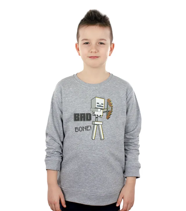 Bluza dziecięca bez kaptura ze wzorem Skeleton w kolorze szara