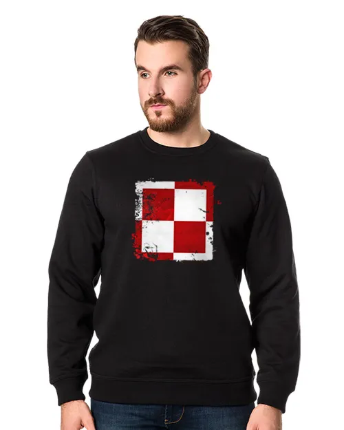 Bluza męska bez kaptura w kolorze czarnym z nadrukiem szachownica lotnicza
