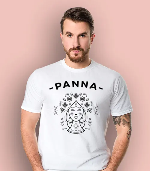 Koszulka męska z krótkim rękawem z kolorze białym z nadrukiem znaku zodiaku Panny