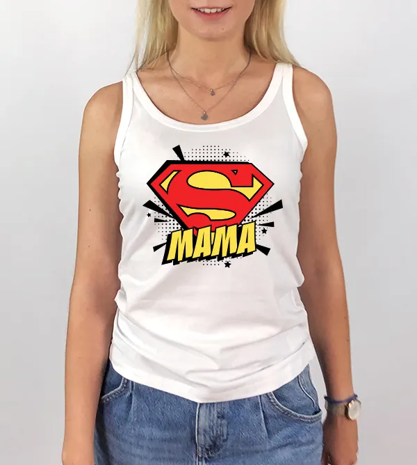 top damski w kolorze białym z nadrukiem super mama