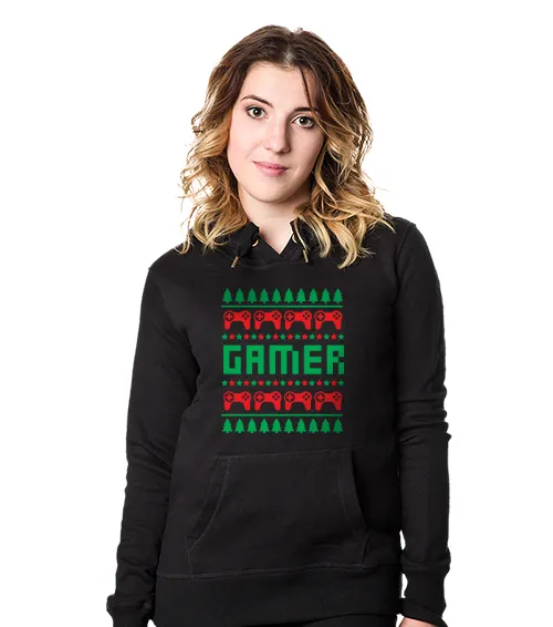 Damska Bluza z Kapturem czarna Christmas Gamer