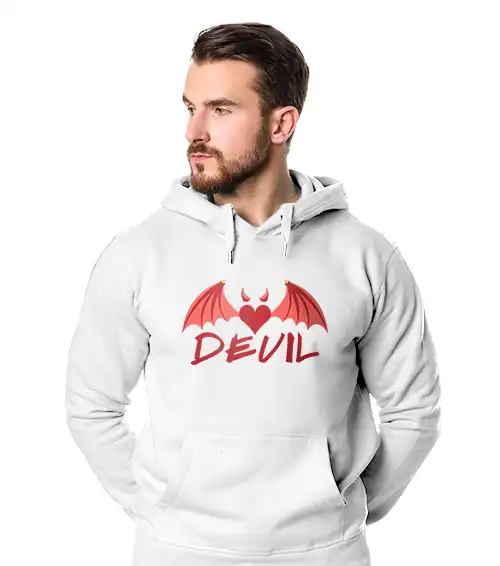 Bluza z kapturem biała devil