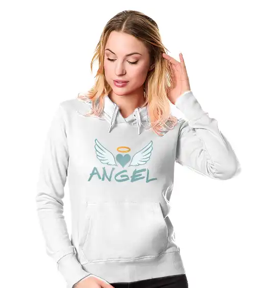 bluza damska biała z kapturem angel