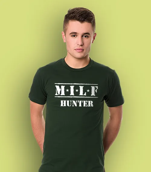 koszulka męska ciemna zieleń milf hunter