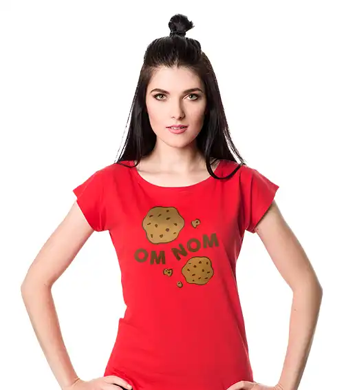 Koszulka damska z krótkim rękawem czerwona z nadrukiem ciasteczka